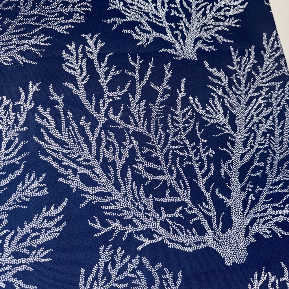 Solarium Richloom Coastal Sea Coral Fabric Navy Blue 3 Yards Upholstery Weight